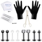 16-35pcs Body Piercing Kit Nose Septum Lip Tragus Needles Professional Tool Set