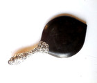 Antique Victorian Painted Repousse Sterling Silver Hand Mirror Birmingham 1900