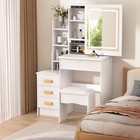 Vanity Dressing Table Jewelry W stool Makeup Set Dreser Desk W mirror   4 Drawer