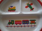 Vintage Peco Divided Child Plate W matching Spoon Fork 1984 Melamine Taiwan Cute