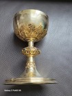 Large Antique German 800 Silver Chalice Ciborium With Holly Pictures   Turquoise