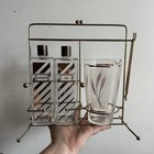 Vtg Mid Century Modern Cocktail Bar Set Tantalus Liquor Decanters Lockable Caddy