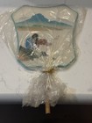 Vintage Silk Paddle Fan Hand Painted Landscape Wood Handle Chinese japanese