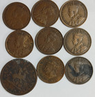 Canada Large Cents Lot Of 8 Mixed Dates   One 1850  Bank Of Upper Canada Penny