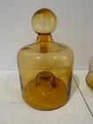 Vintage Glass Decanters Bottles  Set Of 2  Empoli And Amber Glass Style
