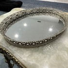 Vintage Hollywood Regency Gold Filigree Oval Vanity Mirror Tray 12   x 8 5   x1 5   