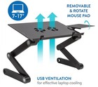 Wonderworker Einstein Adjustable Laptop Lap Stand Desk With 2 Usb Cooling Fans