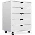 File Cabinet 5-drawers Mobile Under Desk Storage Organizer W wheels Wooden Chest