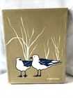 Vtg 1970s Marushka Landscape Seagulls Beach Grass Screen Print Wall Art Mcm 
