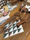 Vtg  Wood Spinning Wheel And Quilt Rack  Dollhouse 1 12 Igma Artisan Warren Dick
