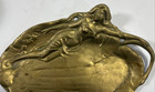 Antique Solid Brass Art Nouveau Baroque Elegant Woman   Lady Decorative Tray Lg