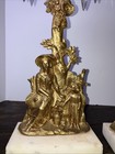 Antique Victorian Girandole Candlesticks 1-pair Brass W prisms   Marble Base