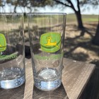 John Deere Rare High Ball Drinking Glass Clear Tall Green John Deere Emblem