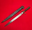 Original Mexican 19th Century Dagger Knife Bone Handle W leather Scabbard