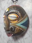 Tribal Mask Hand Carved Painted Wood Wall Decor    5 25 Inch Primitive Art