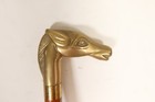 Walking Stick Heavyweight Solid Wooden 33    Brass Horse Head Handle In 3 Pieces