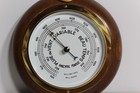 Antique Baroptic French Aneroid Barometer Carved Oak Wood Brass Bezel 1950s   60s