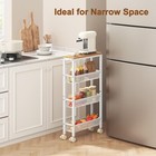   Slim Rolling Storage Cart  4 Tier Narrow Kitchen Storage Cart With Handles
