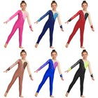 Kids Long Sleeve Ballet Dance Leotard Stirrup Style Full Body Bodysuit Jumpsuit