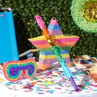 30-inch Rainbow Pinata Stick With Blindfold And Confetti For Birthday Party