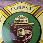 Vintage Forest Service Sign - Smokey Bear Advertising Gas Porcelain Sign