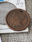 1851 Braided Hair Large Cent Xf With Hole