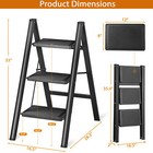 Step Ladder 3 Step Safer Full Steel Multi-use Kitchen Ladder W  Anti-slip Black