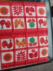 Rooster Flowers  Butterfly Orange Dish Cloth   Tea Towel   Vintage 1970s Read