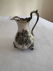 Vintage  Silver Plated Victorian Style Floral Cream Pitcher 5 25    Tall
