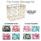  Deluxe Designer Hanging File Folder Kit  Includes Metal Hanging Basket  Floral