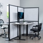 Vivo L-shaped Modular Wall System  3 Panels  Office Cubicle Dividers Black Frame