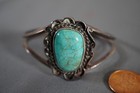 Vintage Native American Turquoise Sterling Silver Cuff Bracelet - 22 Grams