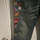 Womens Blue Medium Wash Skinny Floral Embroidered Denim Jeans 5-pocket M