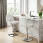 Set Of 2 Swivel Bar Stools Pu Leather w armrests back footrest height Adjustable