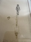 Original Pencil Drawing Child Walking Signed Framed Art