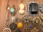 Vintage - Now 25 Piece Victorian Style Pendants Pins Craft Jewelry Making Lot 11