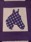 Pretty    Horse   Appliqued   Quilt Top 42 X53
