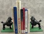 Pair Black Standard Poodle Cast Iron Bookends Heavy Vintage Mid Century Decor