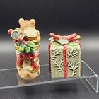 Christmas Salt   Pepper Shakers Fitz   Floyd Winter Holiday Santa Pattern New