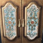 Vintage Wood Italian Florentine Painted Large Jewelry Box Drawer Cabinet