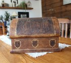 Antique Italian Leather Dante And Beatrice Stationery 19th Century Box Silk Line