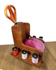 Vintage Wood Wooden Rocking Chair Pin Cushion Sewing Kit Supply Holder Thread 
