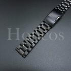 Black Stainless Steel Bracelet Replacement Watch Band Strap Push Button Clasp