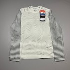 Vtg Patagonia Capilene Midweight Crew Women L Grey White Striped Baselayer 44432