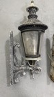 Pair Vintage Architectural French Municipal-style Cast Iron Wall Lanterns Sconce