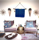 Vintage Guatemalan Huipil  Peacock Blue Textile  Handwoven Floral Mayan Wall Art