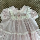 Vintage Baby Pink Bryan Ruffle Lace Pinafore Frilly Party Dress 6-9 Mo Usa Made