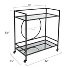 Black Bar Cart With Wheels  Vintage Serving Cart Wine Cart With 2 Mirror Shel   