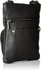 Roma Leathers Genuine Leather Multi Pocket Crossbody Bag  black 