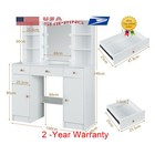 White Dressing Table Set Vanity Makeup Desk With Mirror  Stool And 10 Led Lights